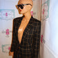 Vintage S&K Company Black/Tan Plaid Blazer Size M