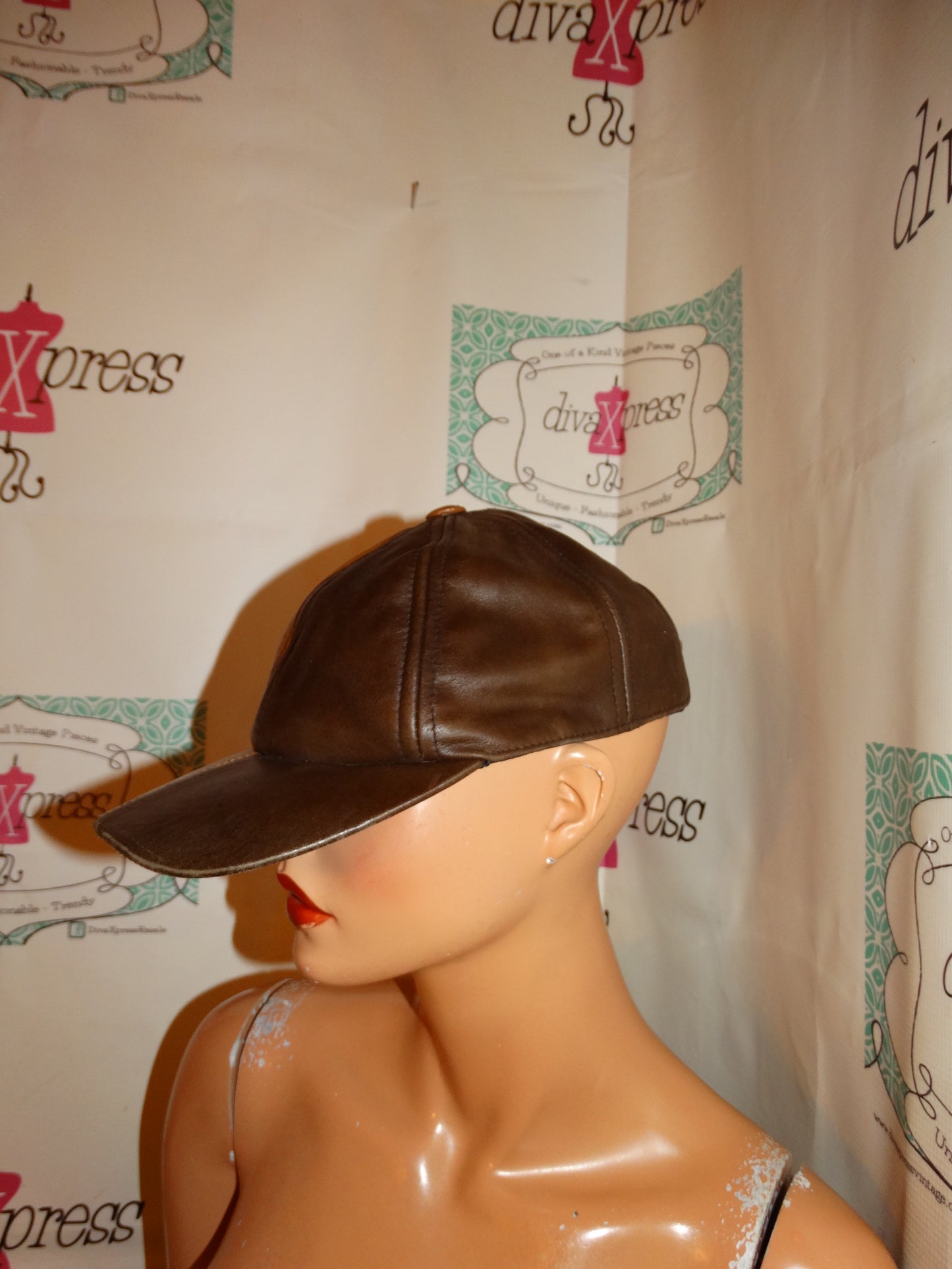 Vintage Two tone Brown Leather Cap