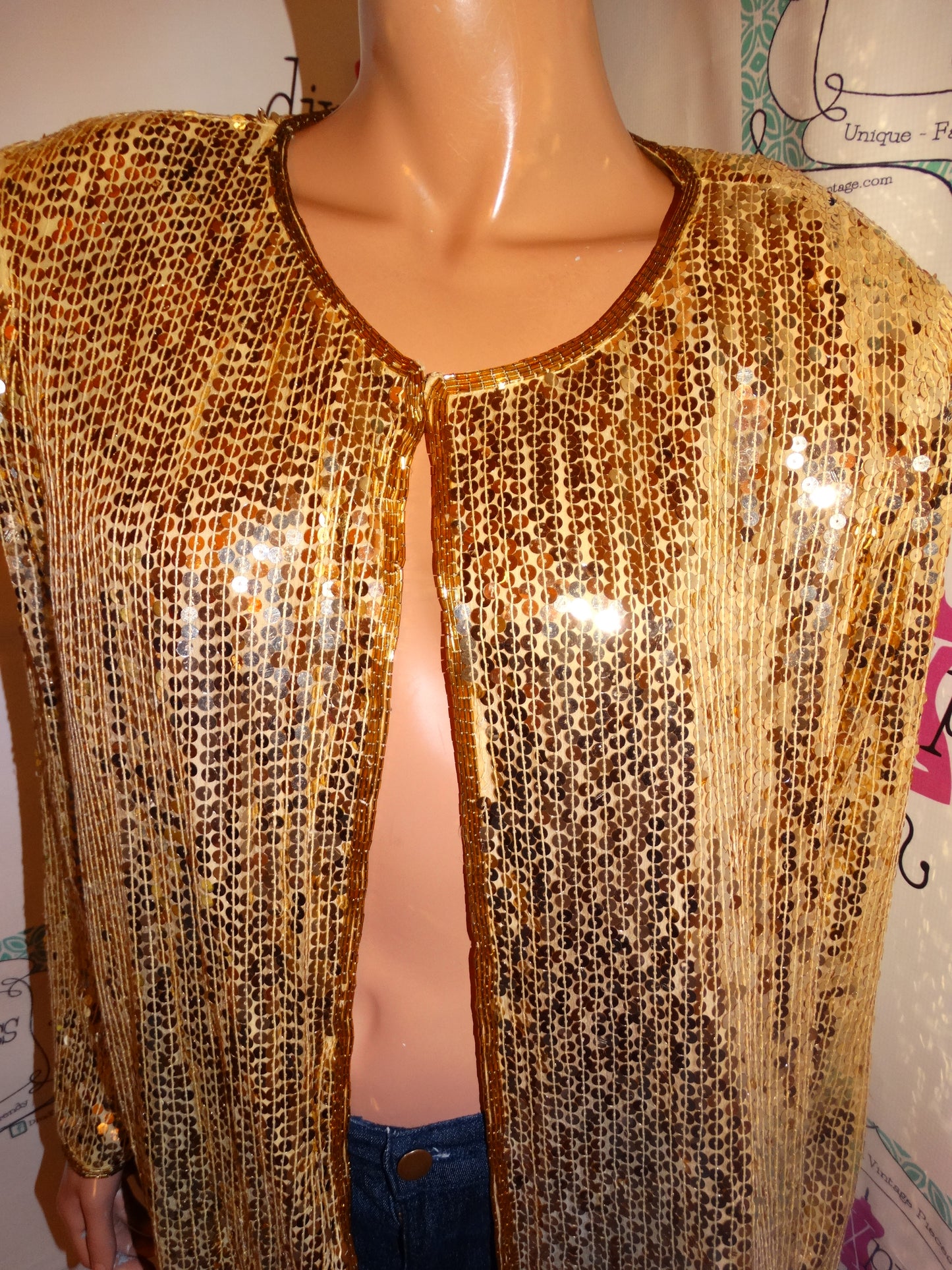 Vintage Stenay Gold Sequins Throw Size XL