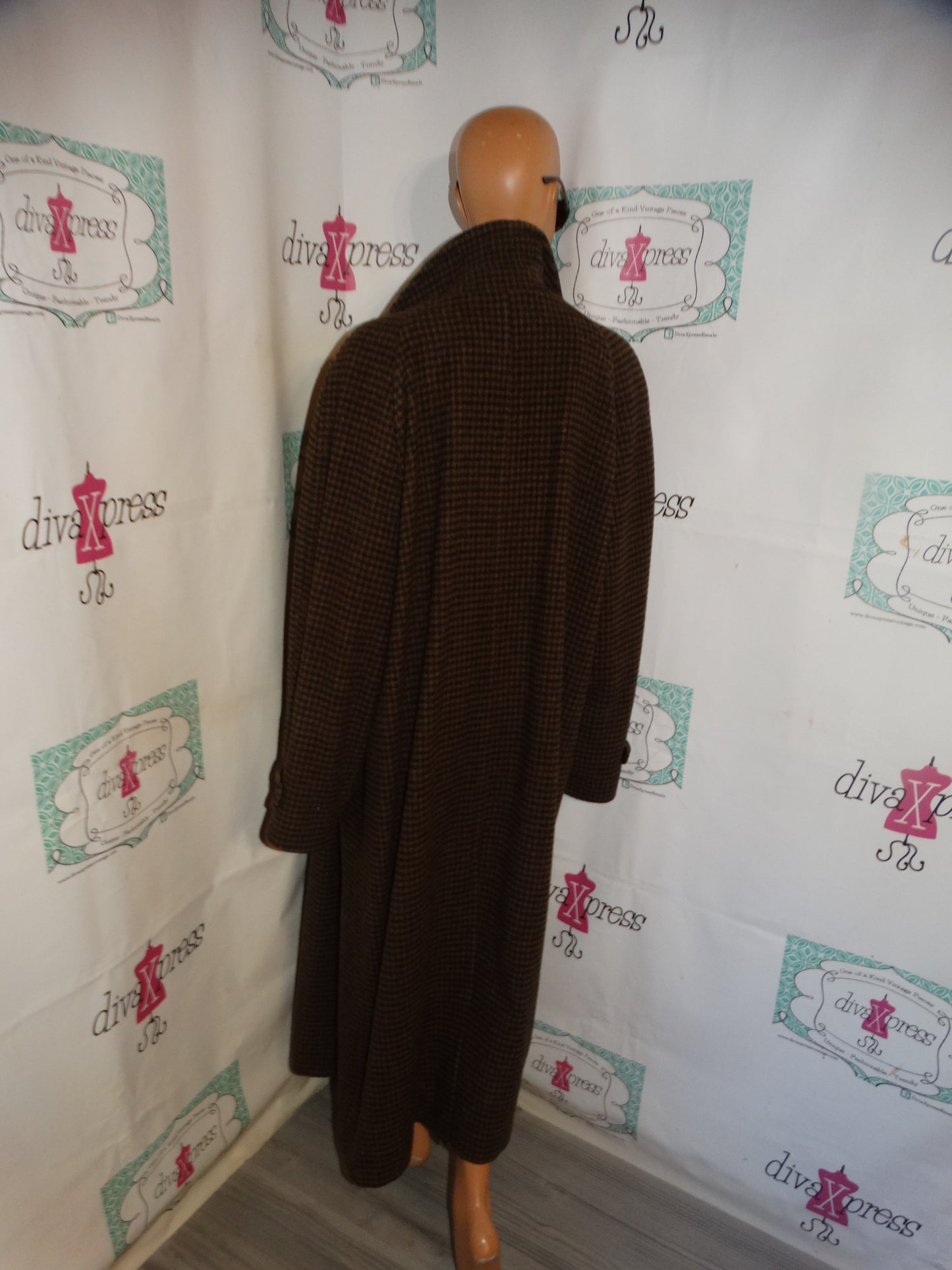 Vintage Nordstrom Brown Plaid Wool Coat Size 2x