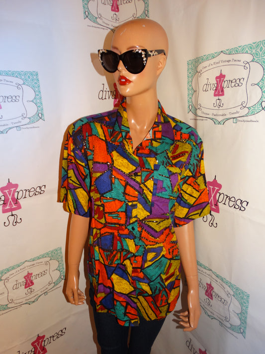 Vintage Way To Go Colorful Blouse Size M