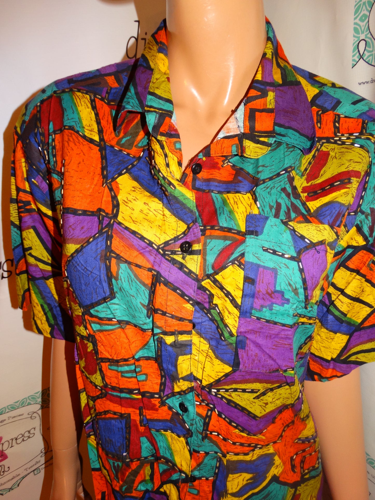 Vintage Way To Go Colorful Blouse Size M