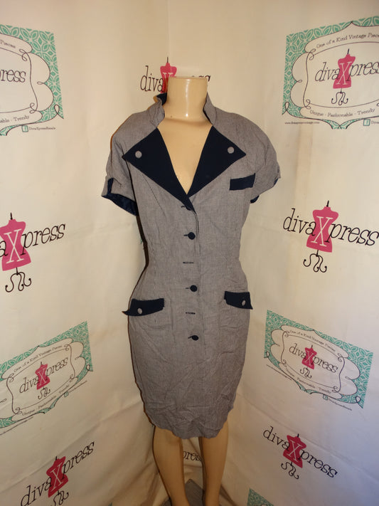 Vintage Kenar Blue/White Dress Size M