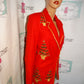 Vintage Jenna Red/Gold Christmas Detail Blazer Size L