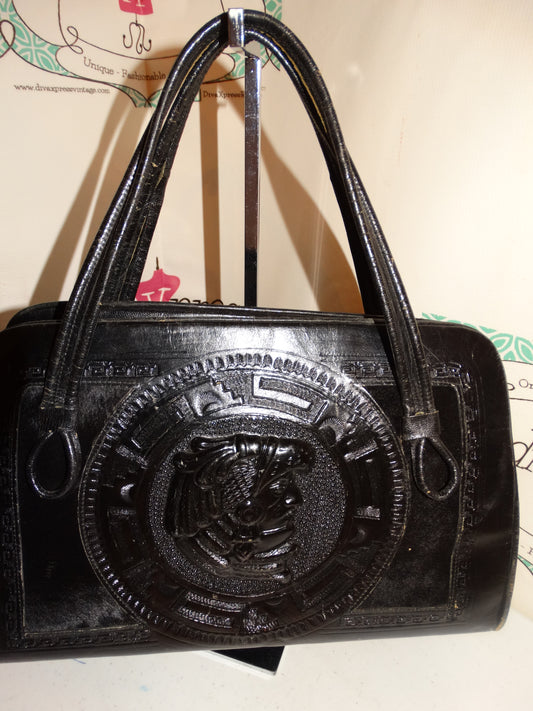 Vintage Leather Pony Hair Indian Purse Size L