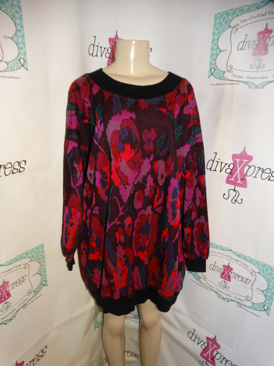 Vintage Top Notch Pink Floral  Sweater Size 2x