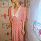 Vintage Sunshine Sunshine Pink/White Polka Dot Dress Size M