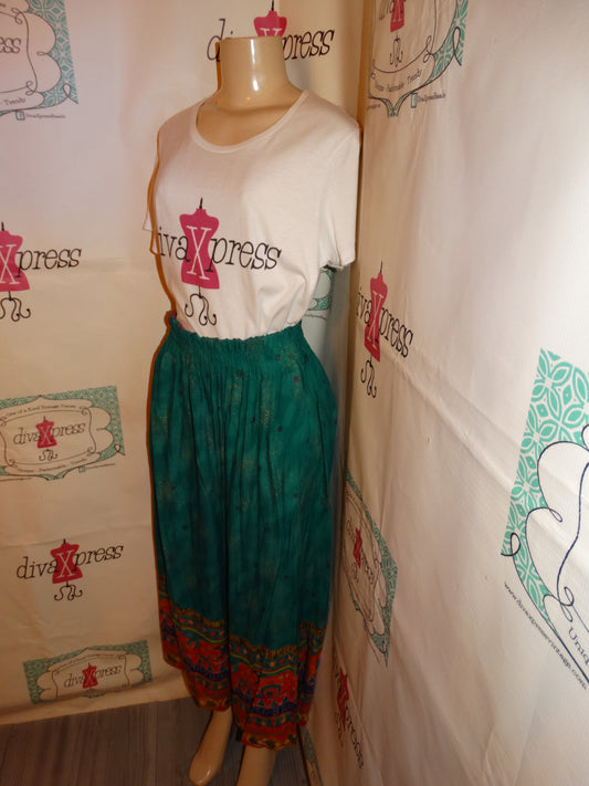 Vintage Platinum Green/Colorful Gaucho Pants Size M-L