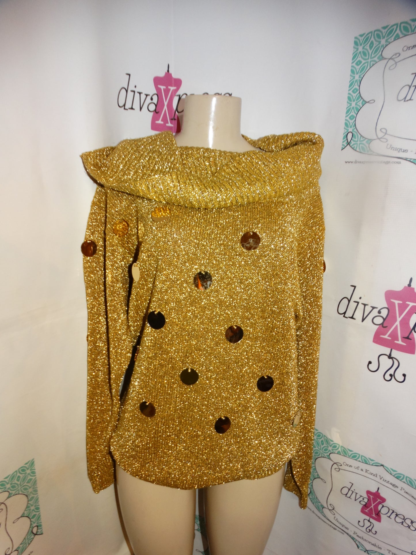 Vintage Spree International Gold Shingle Sweater Size 1x