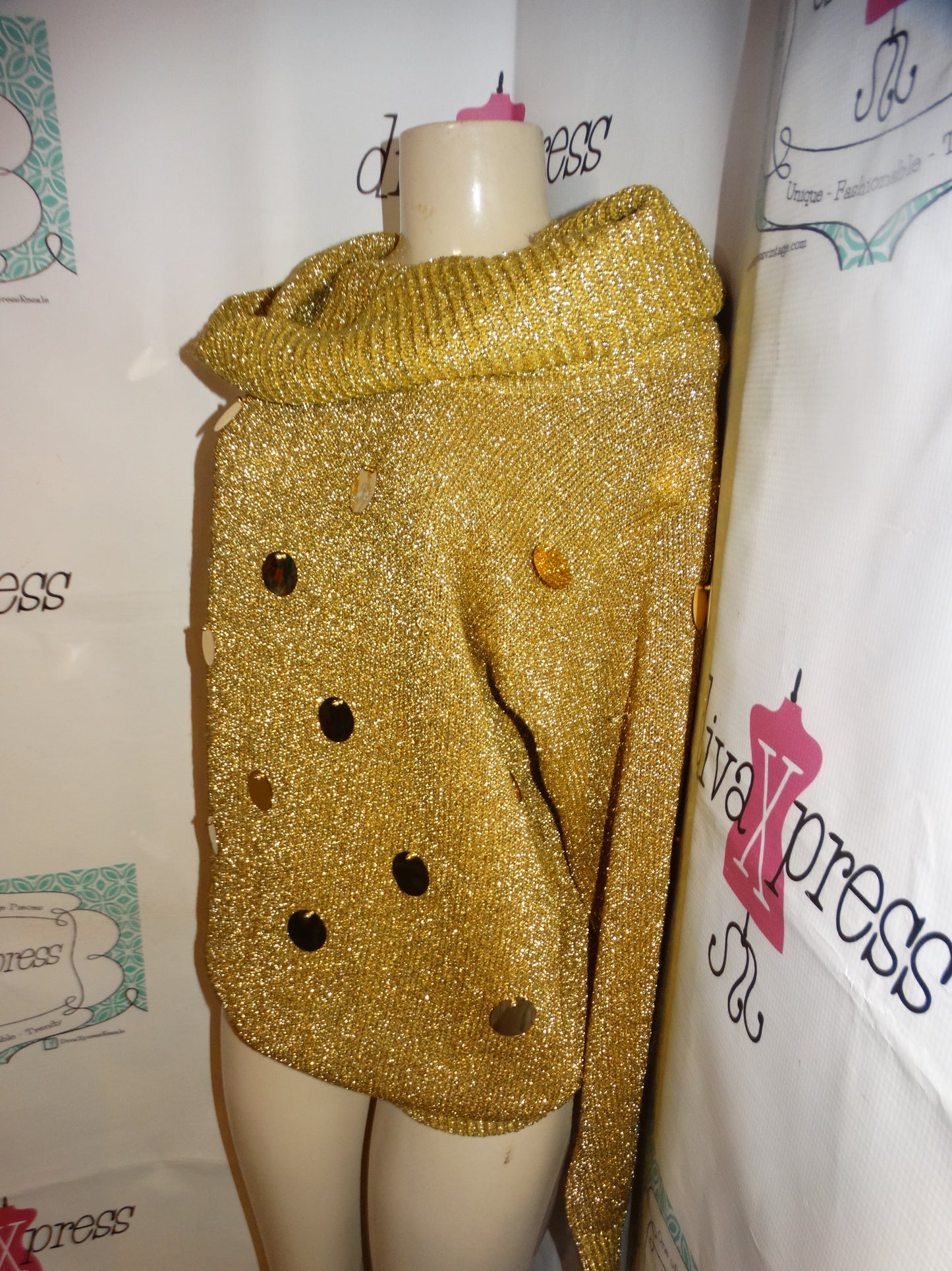 Vintage Spree International Gold Shingle Sweater Size 1x
