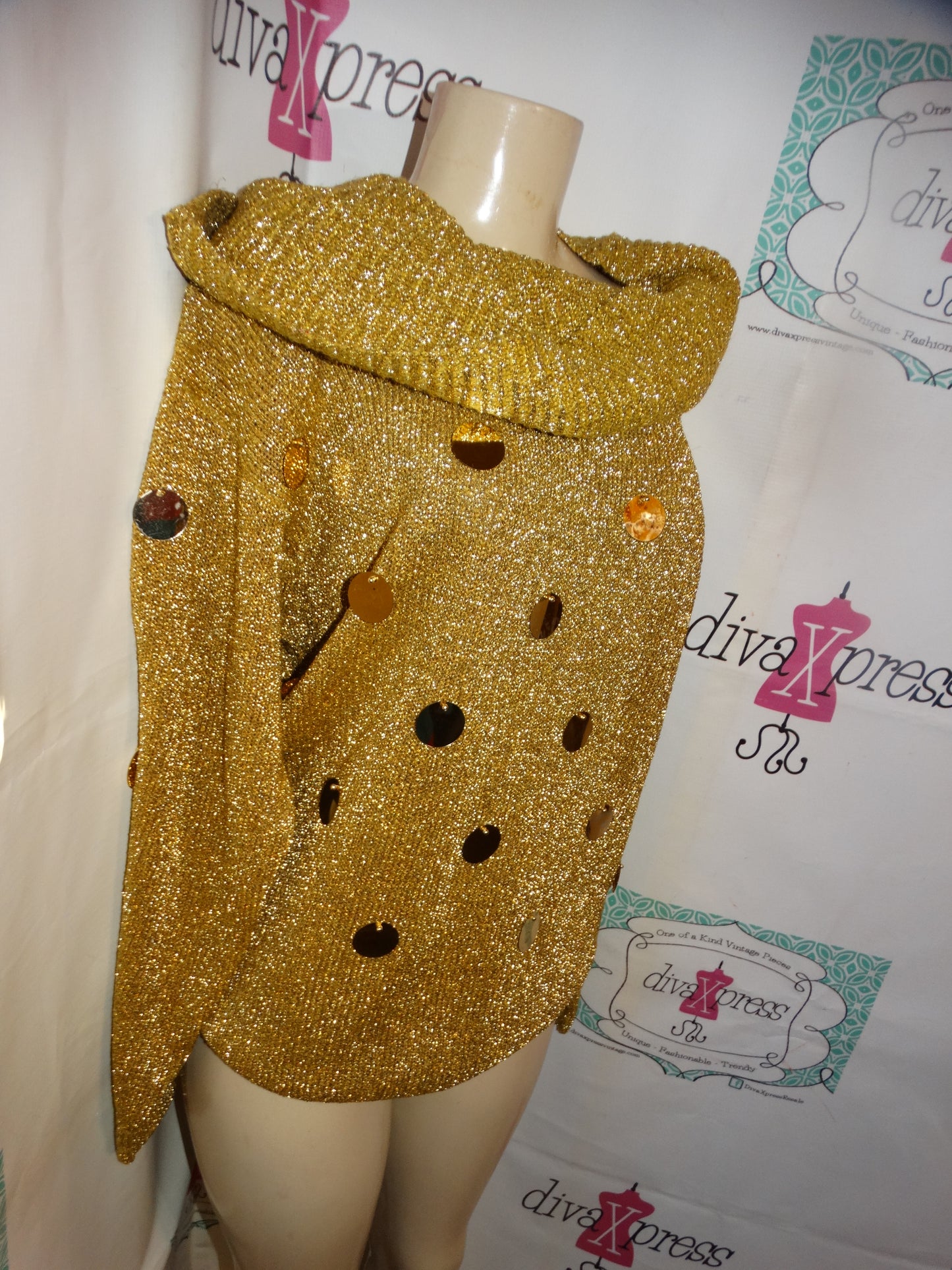 Vintage Spree International Gold Shingle Sweater Size 1x