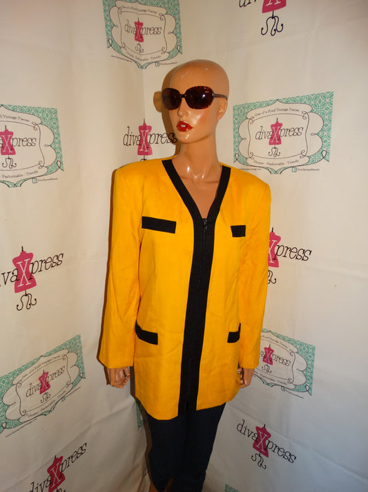 Vintage Suitables yellow/Black Blazer Top Size 1x