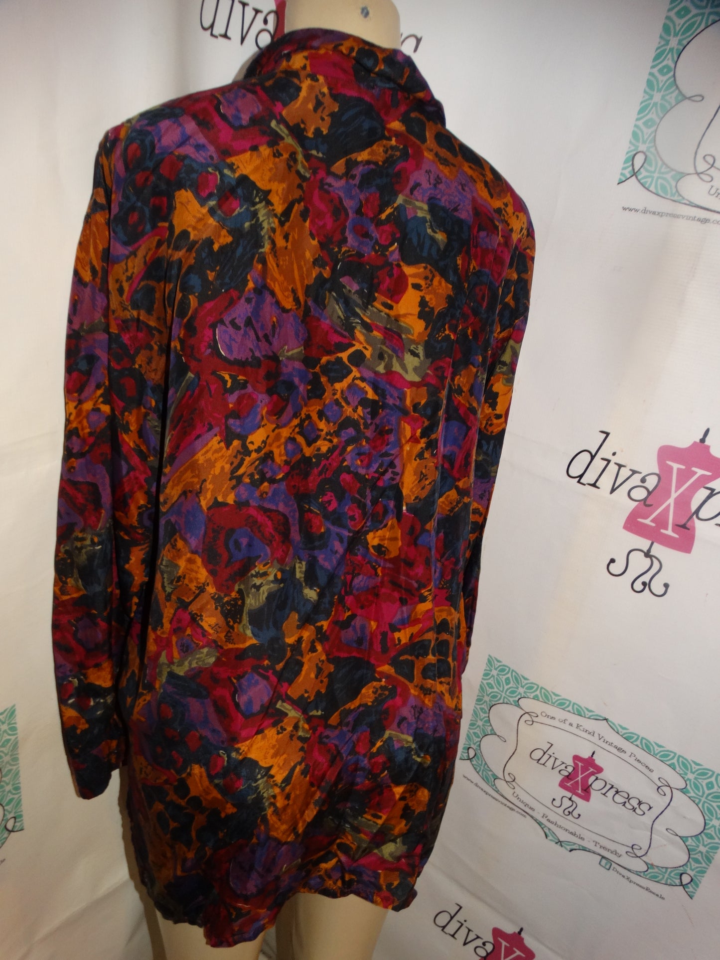 Vintage Stunt Collection Black Purple Blouse Size 1x