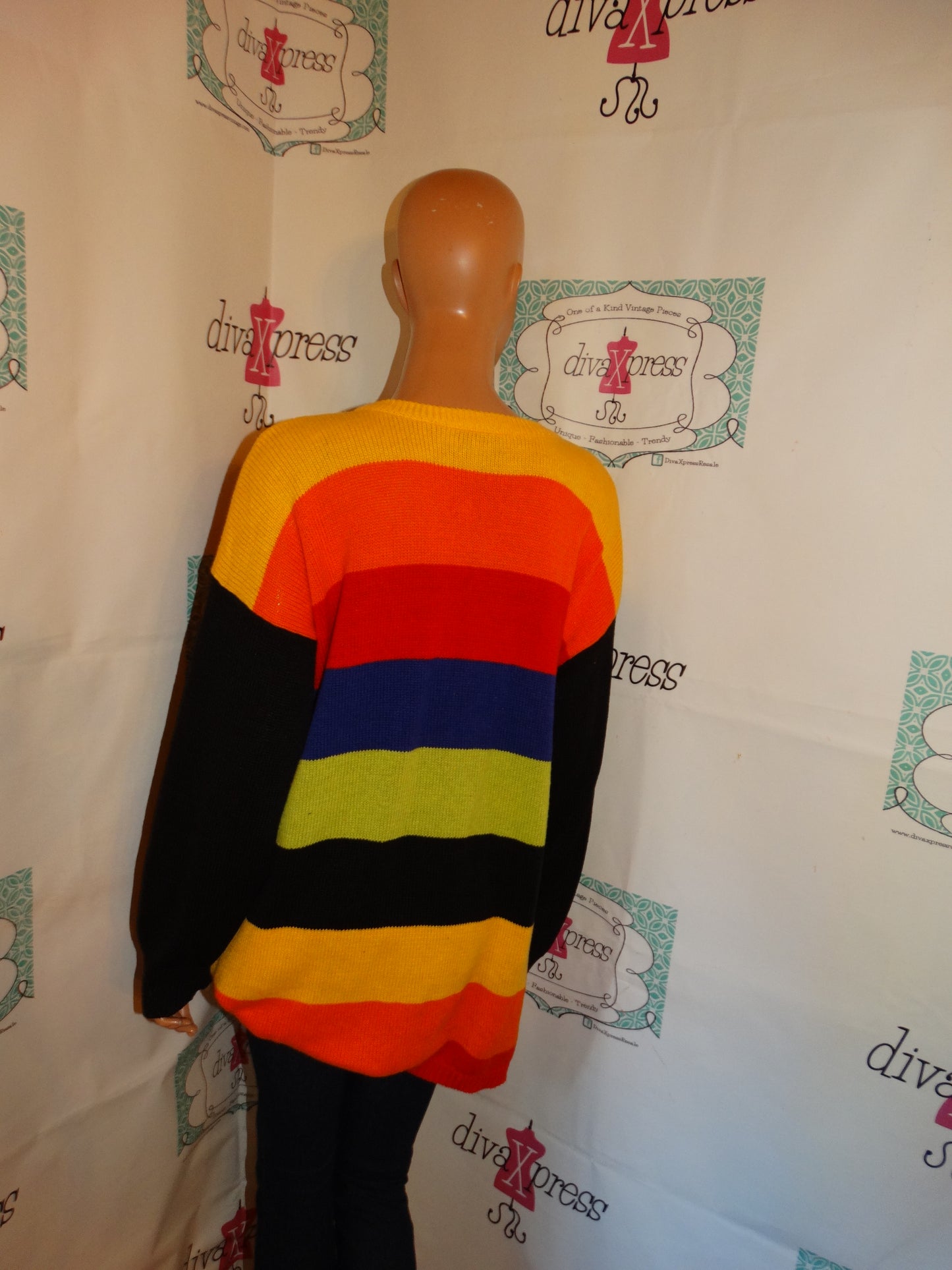 Vintage Richard Colorful Shingle Beaded Sweater Size XL
