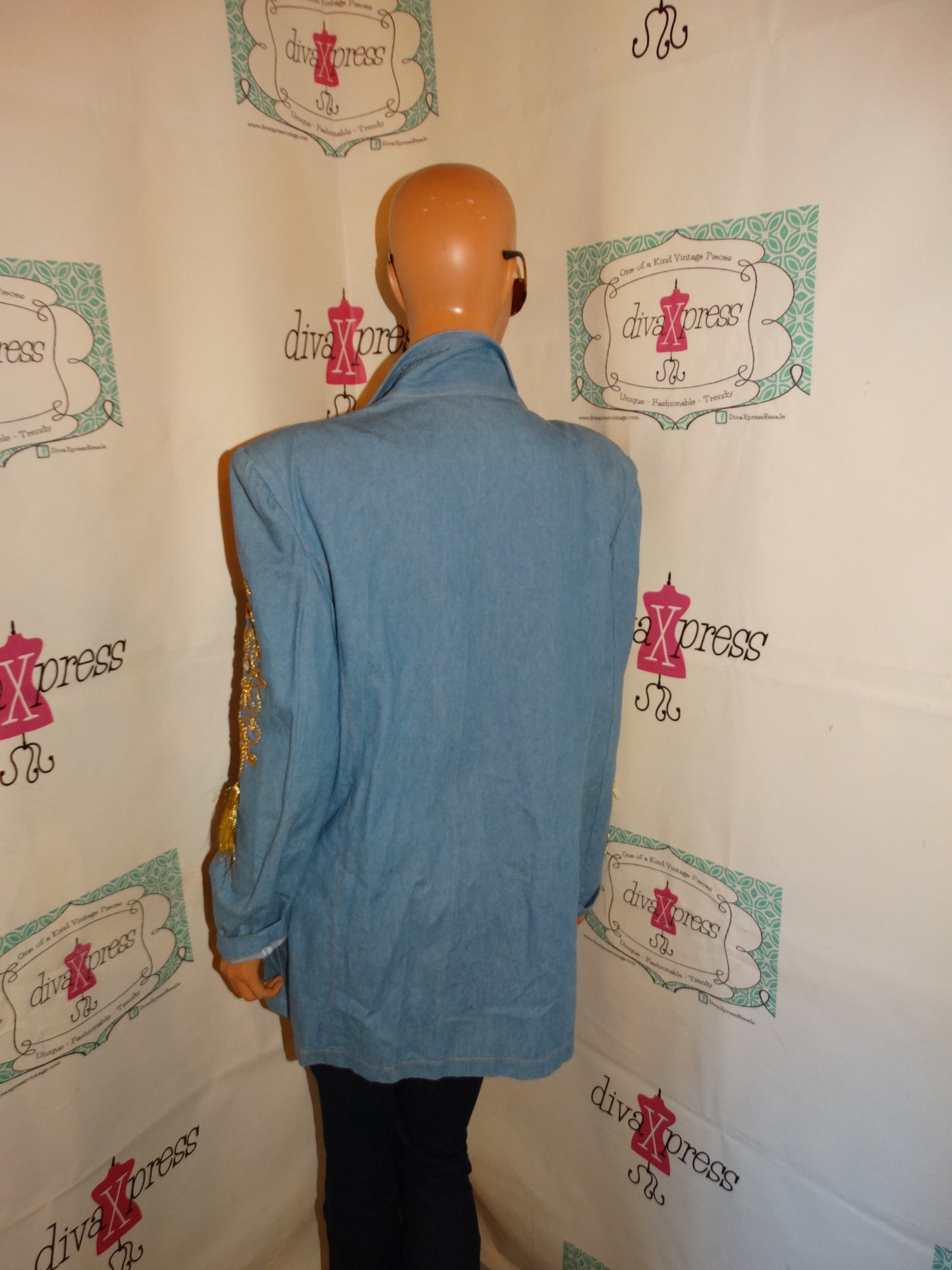 Vintage Jean /Gold Detail Blazer Size L