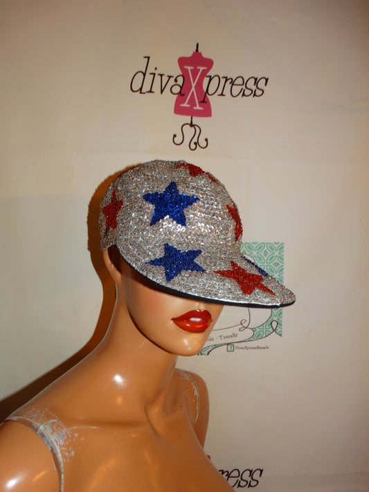 Vintage Siliver Blue.REd Cap