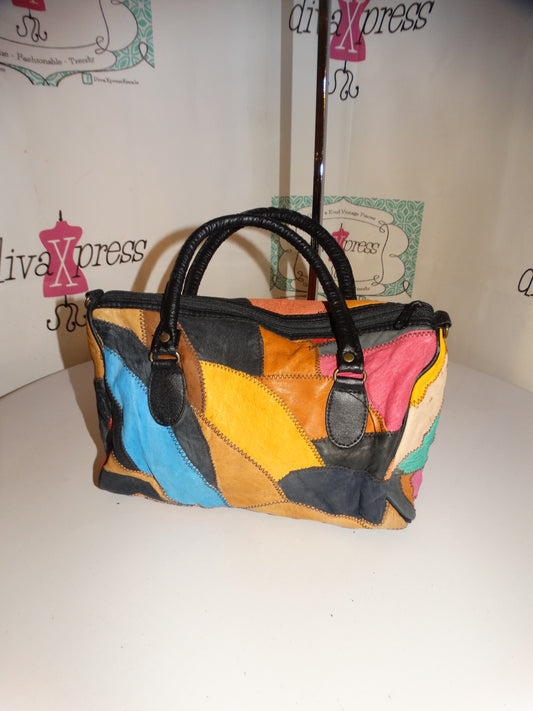 Vintage Colorful Suede Purse Size L