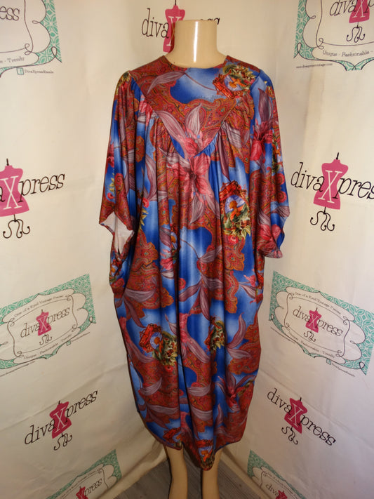 Vintage Purple/Pink Floral Draped Dress Size 3x