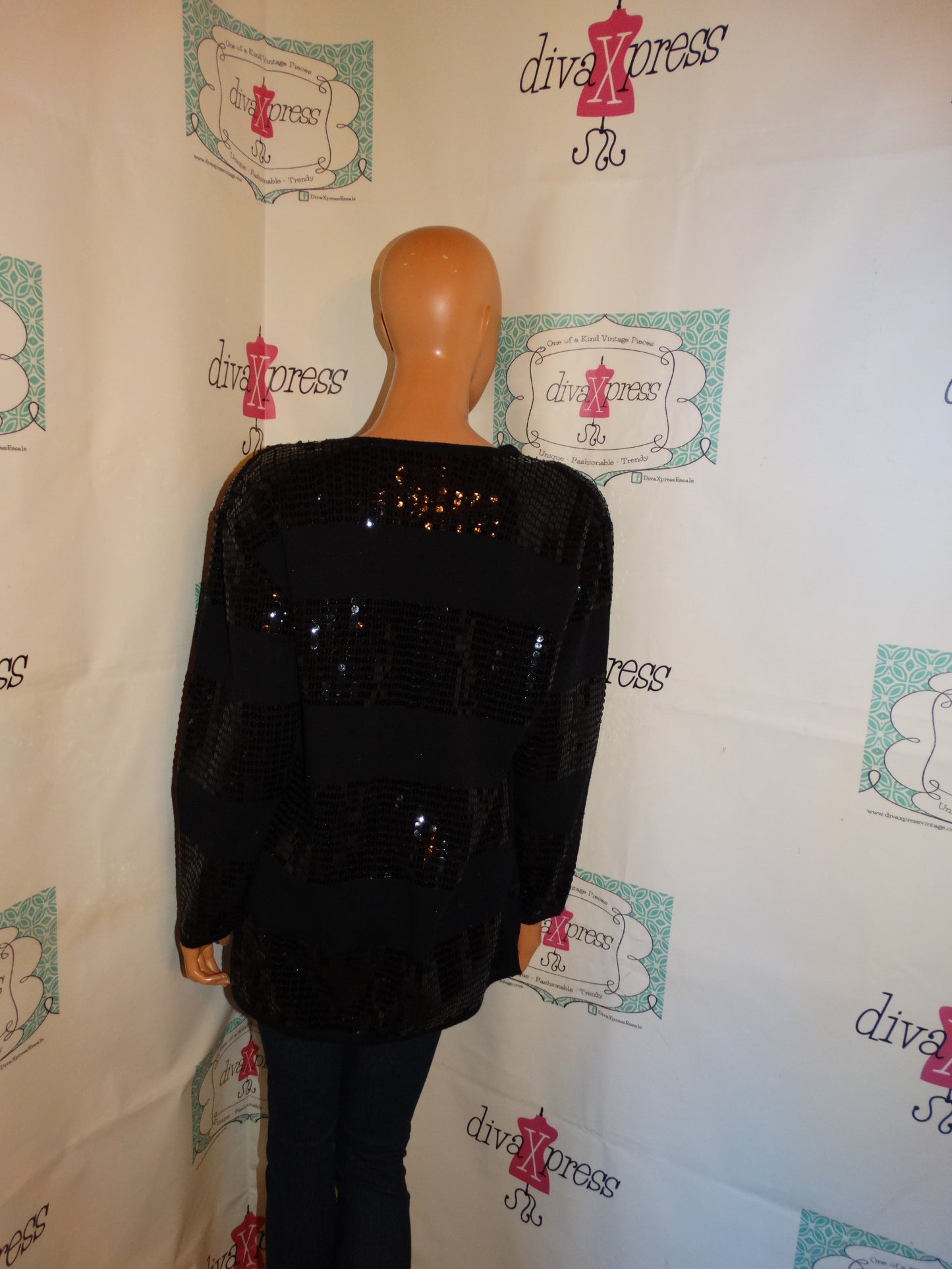 Vintage Liz Claiborne Black Sequins Sweater Size L