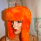 Vintage Orange Faux Fur Hat