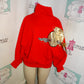 Vintage Red Gold Detail Shoulder Detail Sweater Top Size L