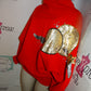 Vintage Red Gold Detail Shoulder Detail Sweater Top Size L