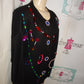 Vintage Victoria Jones Black Beaded Jewel Sweater 1x