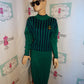 Vintage Plain Jane Green/Blue Stripe Sweater Dress Size M