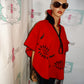 Vintage Red Wool Poncho 1 Size Fits All