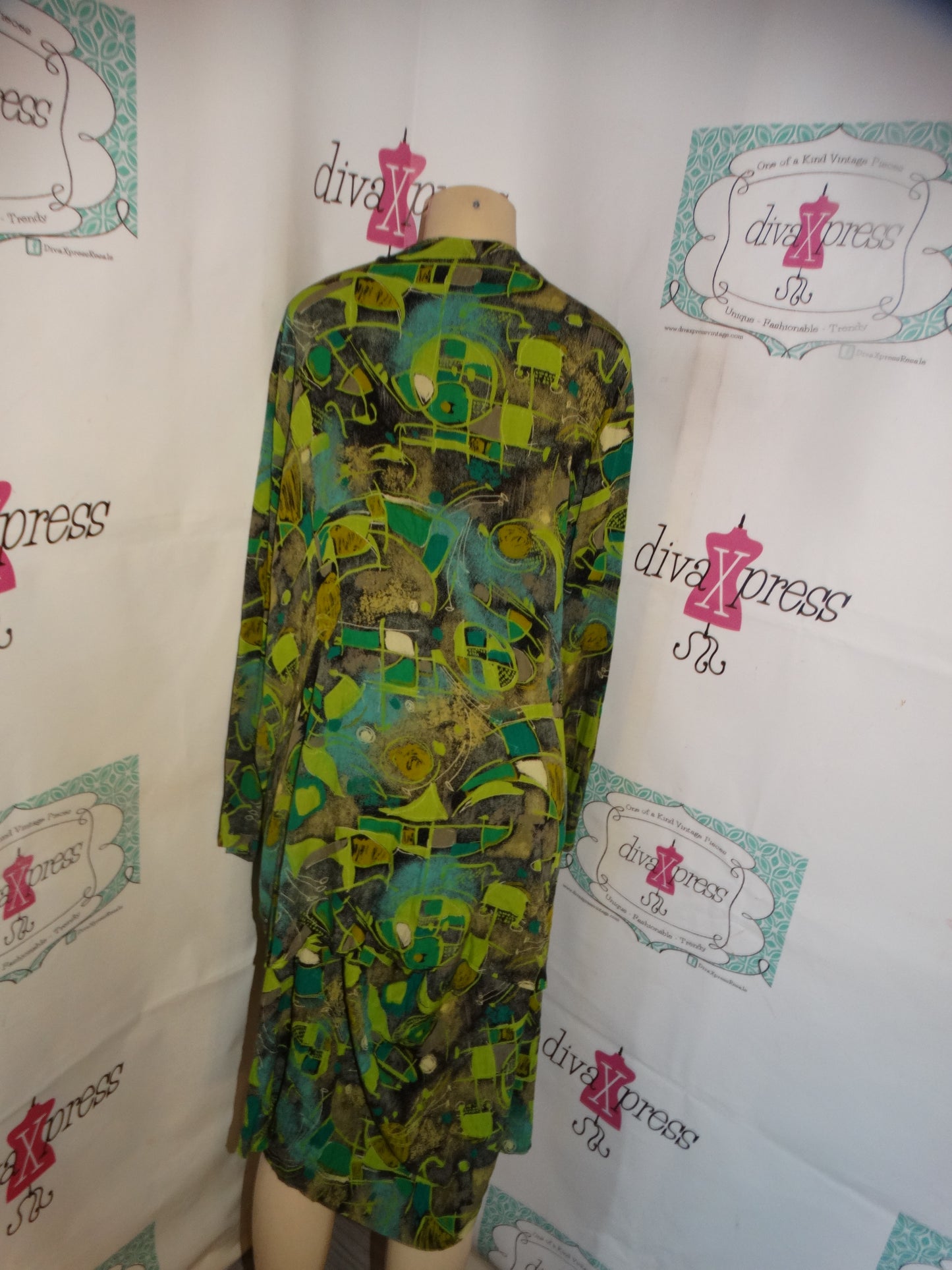 Vintage VLA Green/Black 2 Piece Skirt Set Size 2x