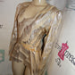 Vintage Tan/Silver High Lo Peplum Blouse Size XL