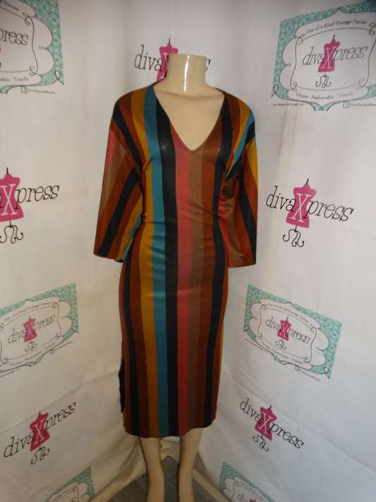 Zara Striped Brown Dress Size XL