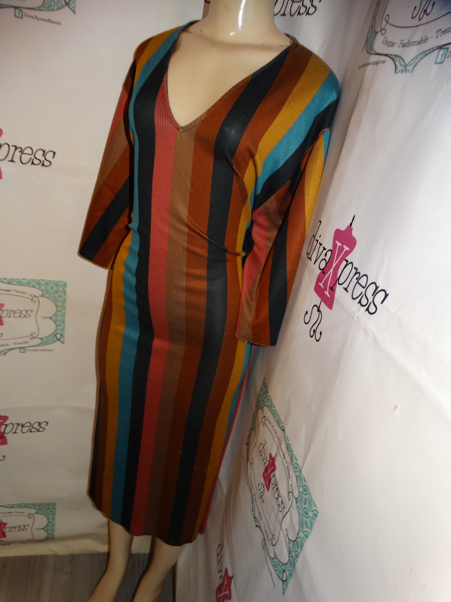 Zara Striped Brown Dress Size XL