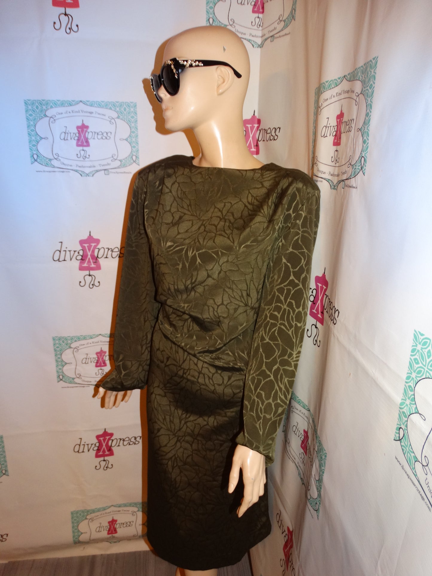 Vintage Olive Green Dress Size 1x