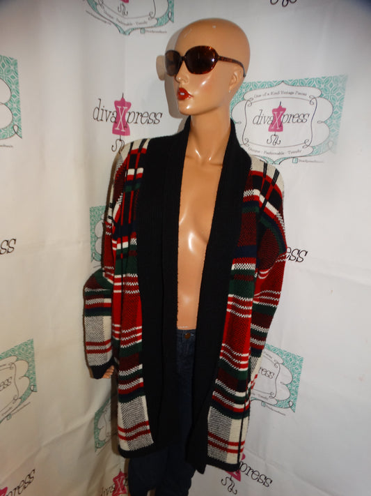 Vintage Limited Edition Red/Green/Black Sweater Throw Size 1x