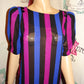 Vintage Opps Black/Pink/Purple Stripe Sheer Dress Size S