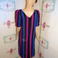 Vintage Opps Black/Pink/Purple Stripe Sheer Dress Size S