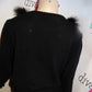 Vintage OHI Black Feather Neckline Sweater Size S