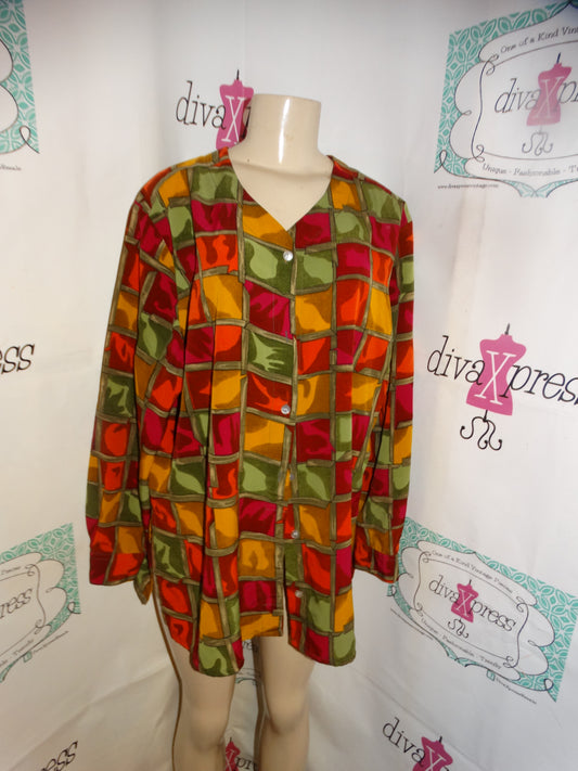 Vintage Jordan Colorful Blouse Size 1x