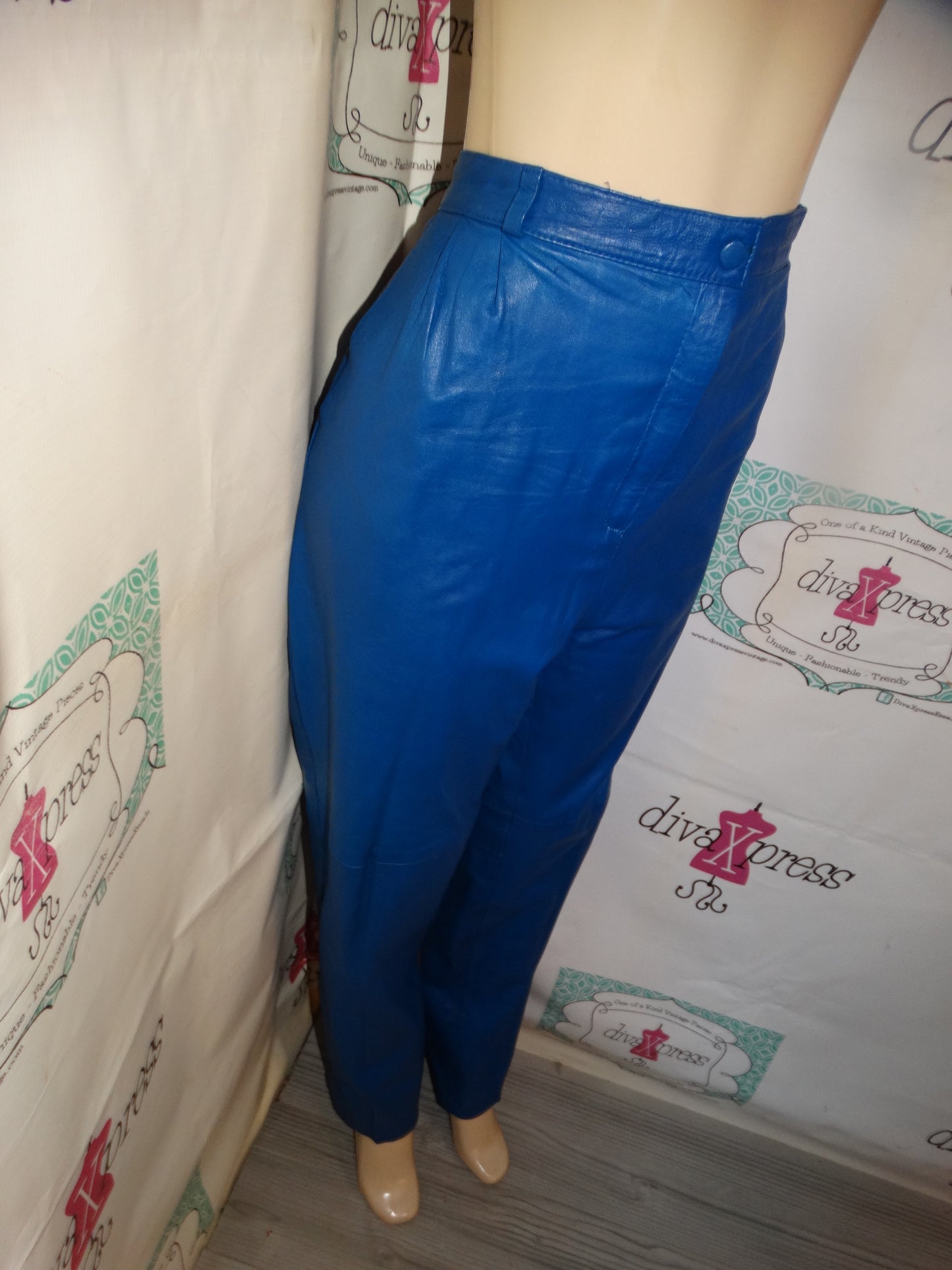 Vintage Leather Club Royal Blue Leather Pants Size 1x