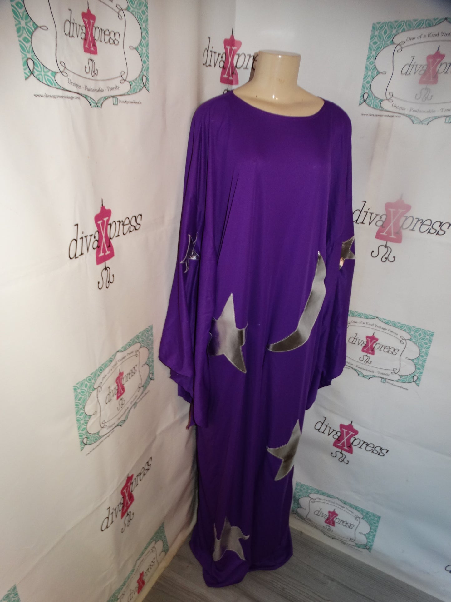 Vintage Purple/Silver Batwing Dress Size 2x