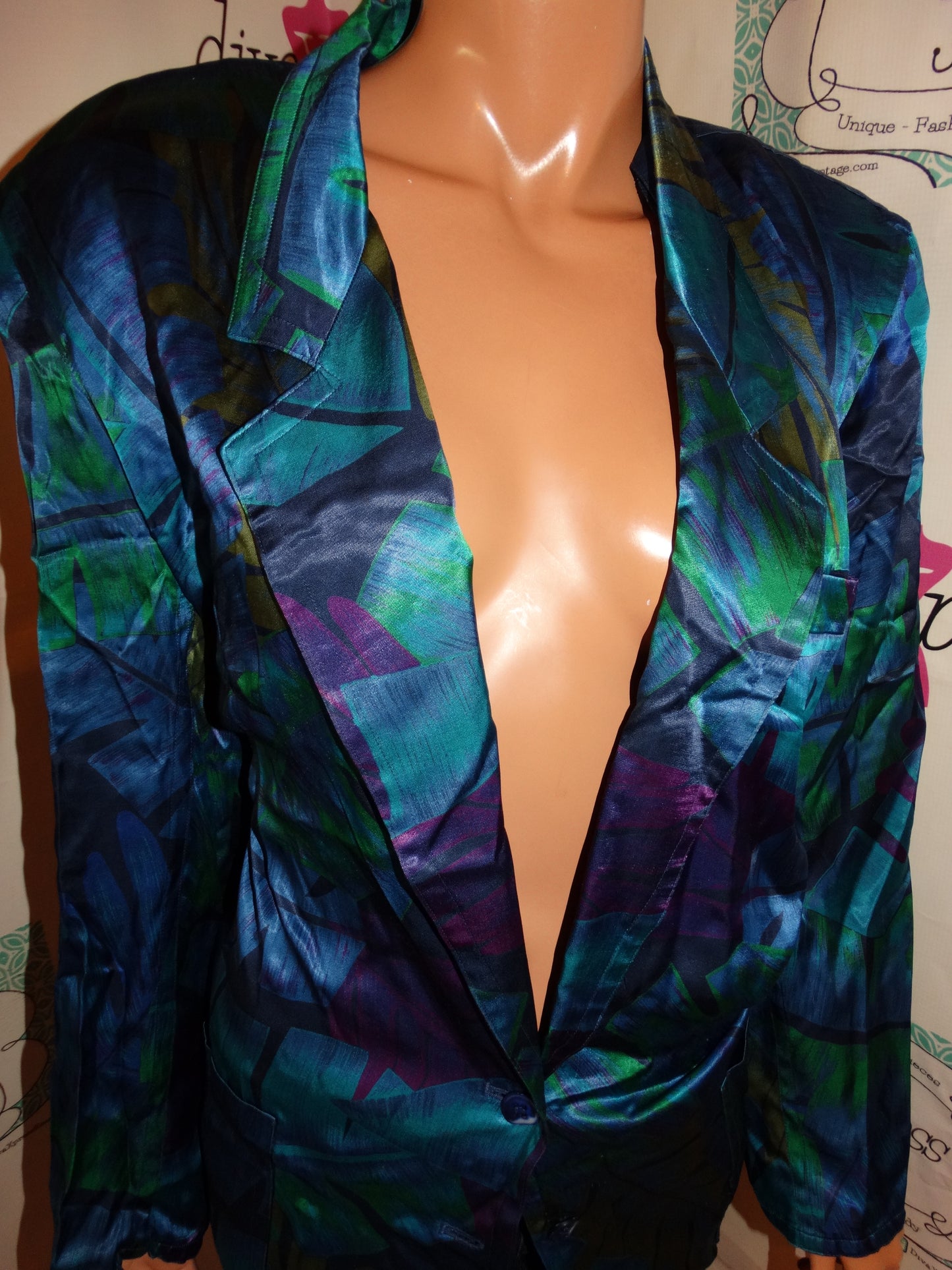 Vintage Liz Clairborne Green/ Purple Floral Blazer Size L