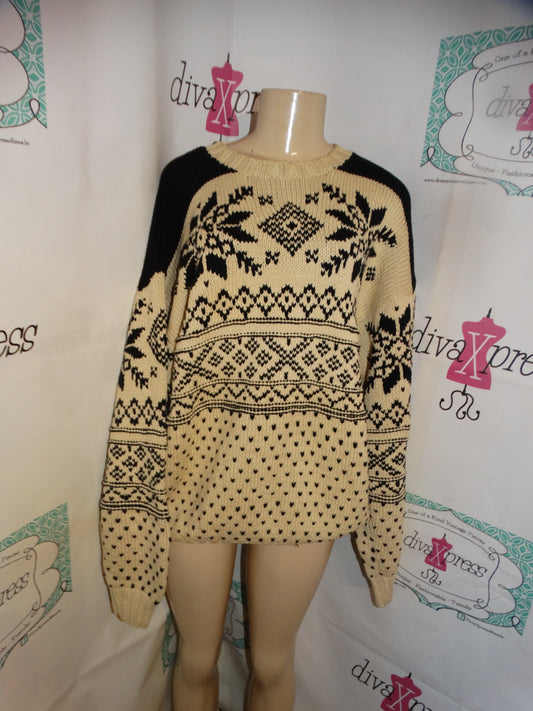 Vintage Tommy Hilfiger Cream/Black Sweater Size 1x
