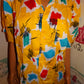 Vintage Streets Closed Yellow Colorful Blouse Size L