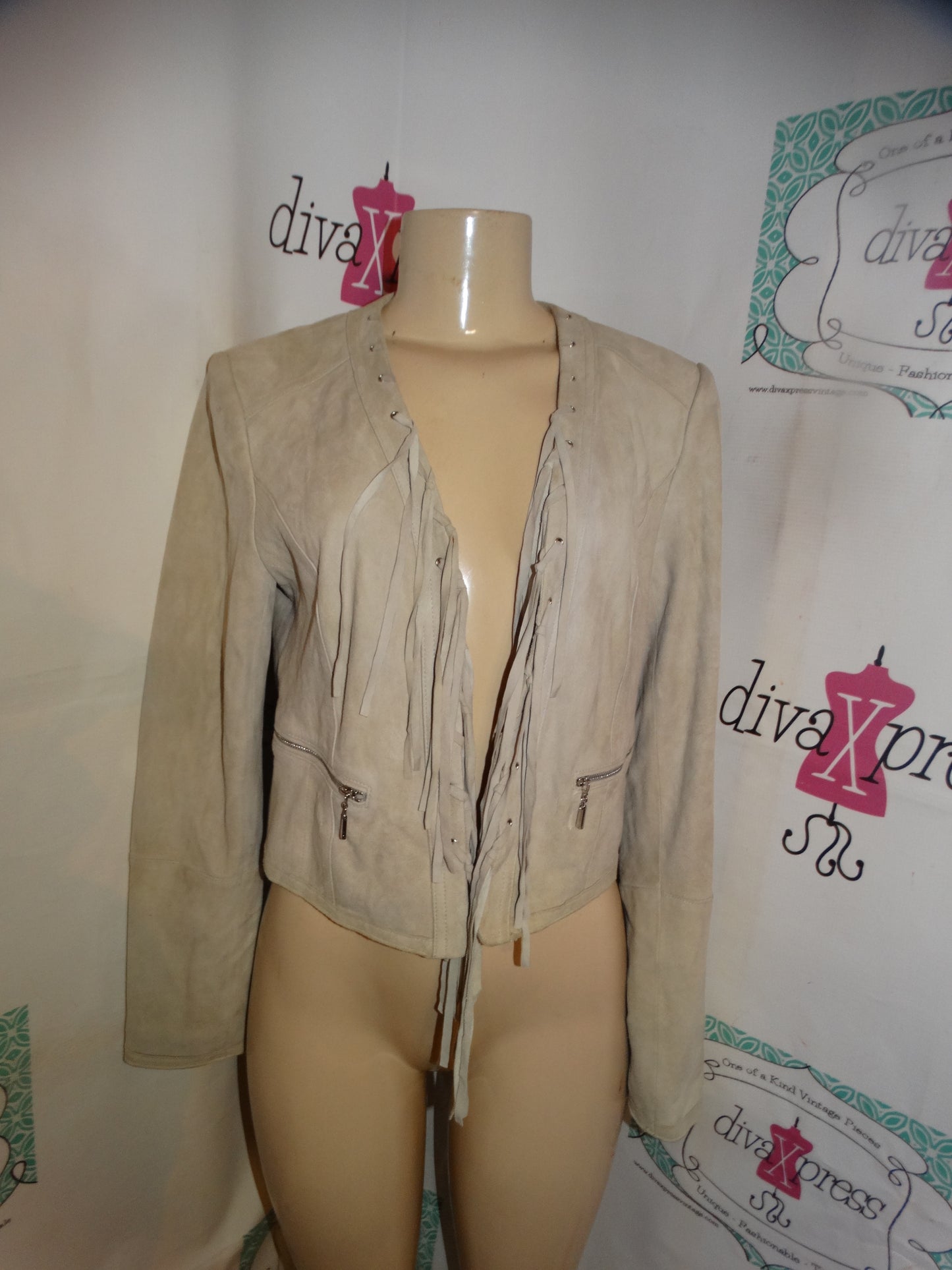 White House Suede Shingle Tan Jacket Size S