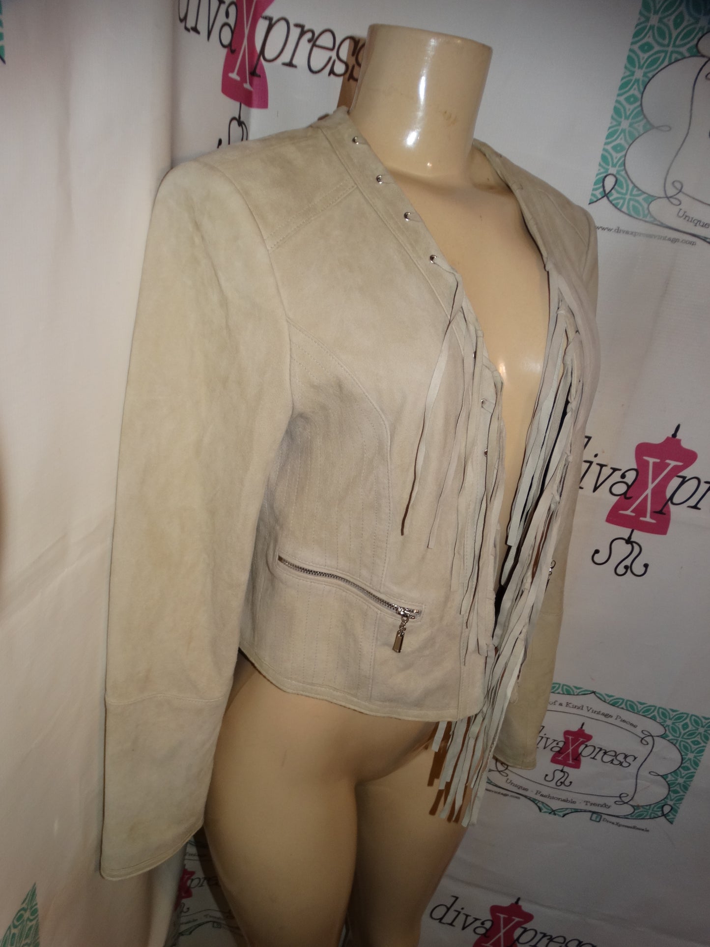 White House Suede Shingle Tan Jacket Size S