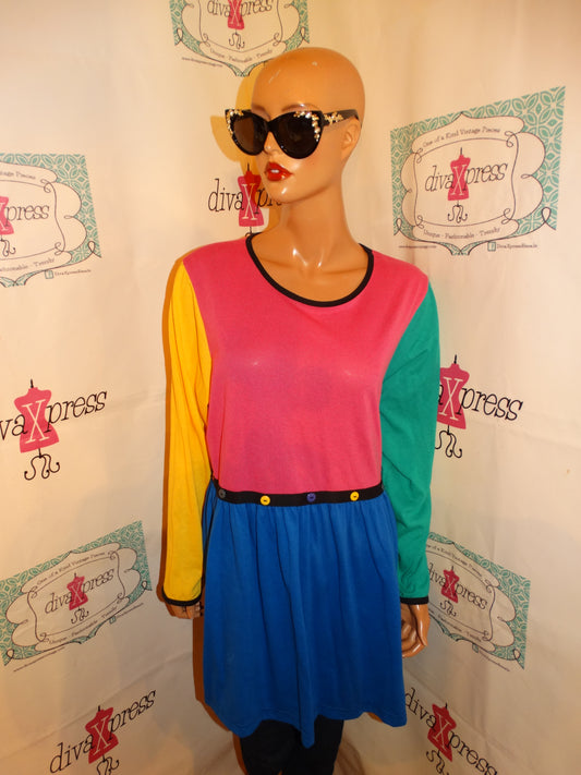 Vintage Pink Color Block Blouse Size 1x