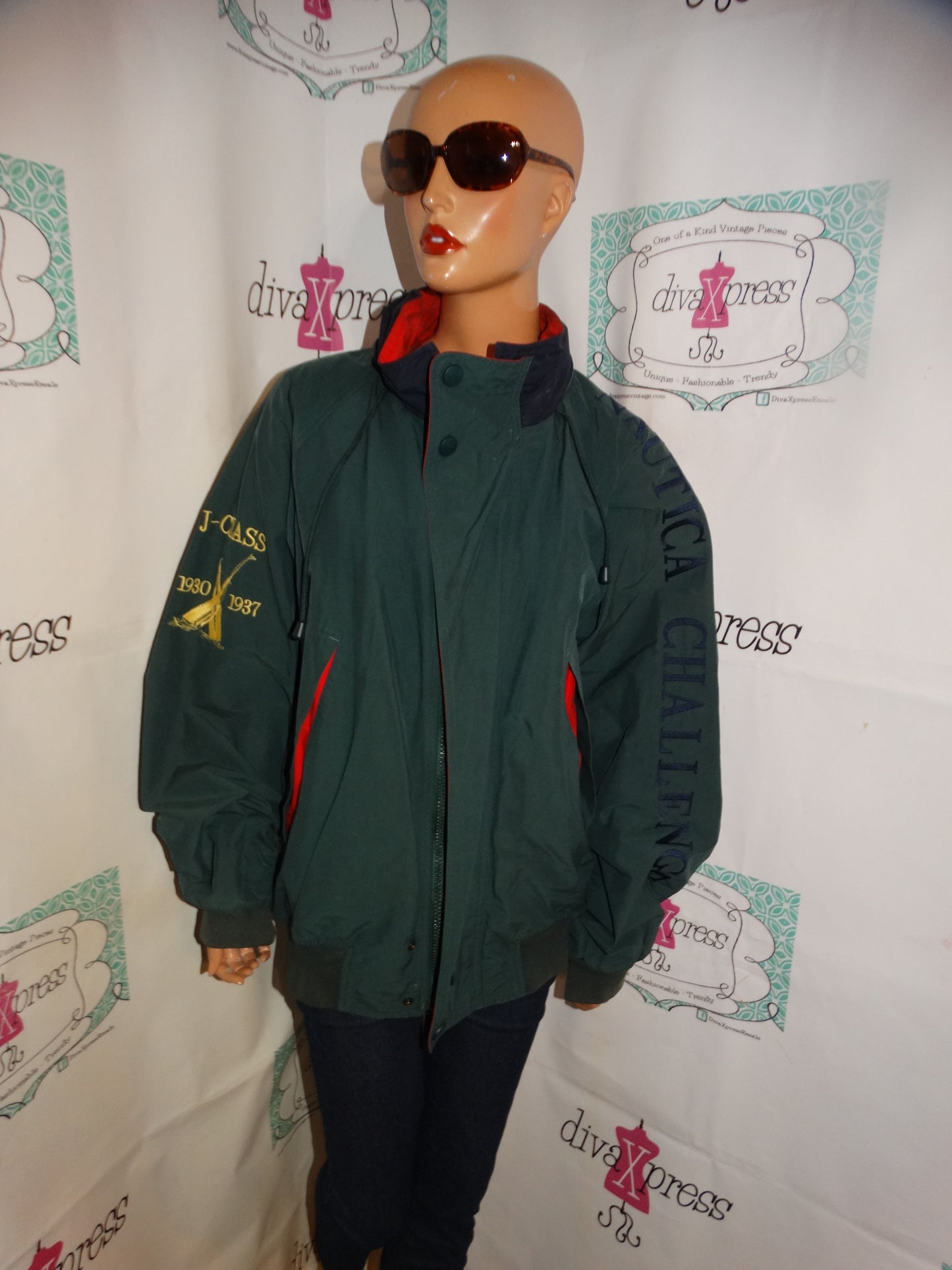 Vintage Nautica Green Challenge Jacket Size XL