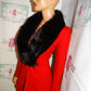 Vintage Richard Elas REd Wool Blazer with Black Fox Collar Size M