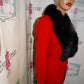 Vintage Richard Elas REd Wool Blazer with Black Fox Collar Size M